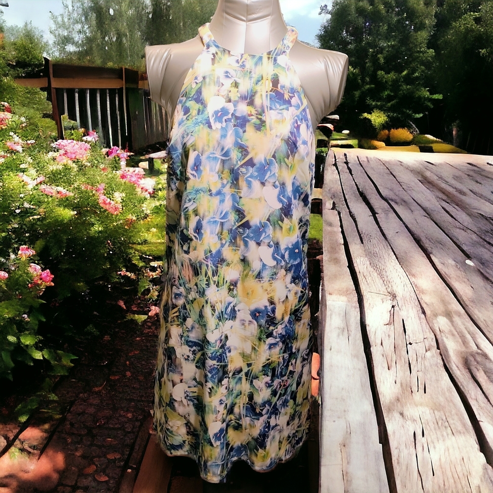 CHARLIE JADE | Floral Halter Midi Sundress | EUC✨ size M-L